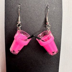 BOBA drink earrings. Made with epoxy